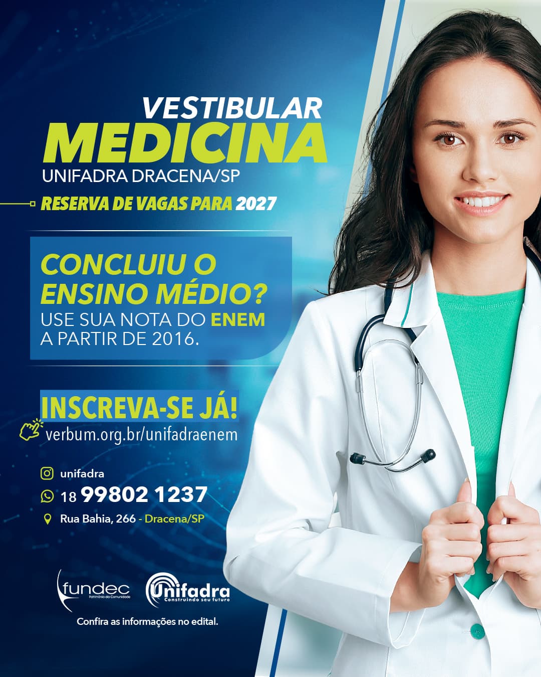 UNIFADRA - Vestibular de Medicina ENEM 2026/2